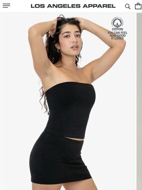 LA Apparel Black Garment Dye Mid-Length Tube Top